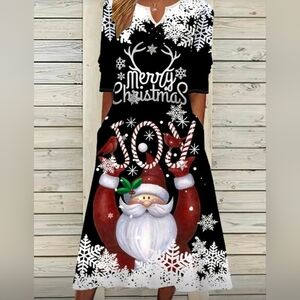 NWOT Christmas Santa Clause & Candy Long Sleeve Dress with pockets